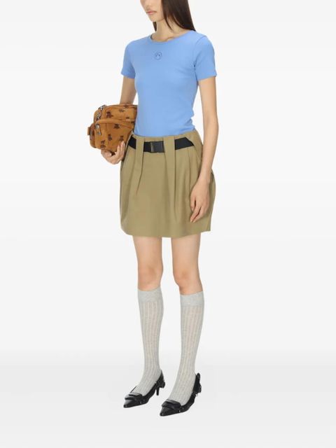 Marine Serre moon-logo ribbed T-shirt - Blue