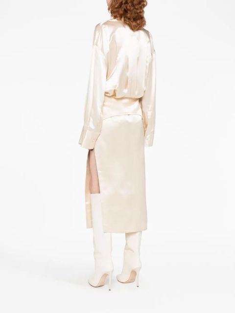 The Attico Charla satin shirtdress - Neutrals