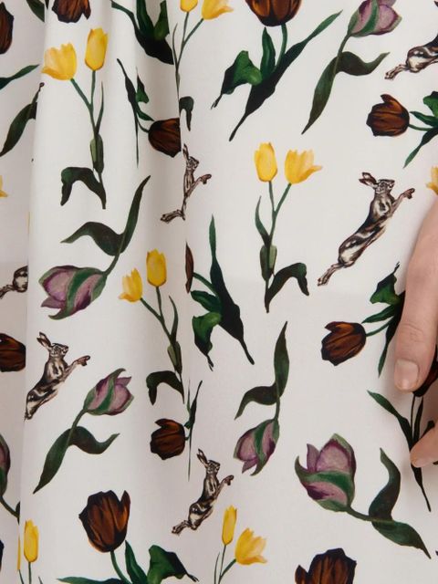 Marni floral-print midi skirt - White