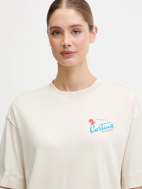 Napapijri t-shirt bawełniany S-Irto damski kolor beżowy NP0A88SON1J1