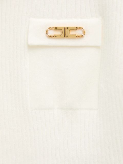 Elisabetta Franchi sweter z jedwabiem damski kolor beżowy lekki MK10B56E2