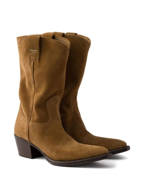 Prada suede Western ankle boots - Brown