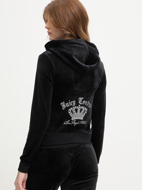 Juicy Couture bluza z kapturem damska welurowa GOTHIC CROWN - zdjęcie produktu nr 2