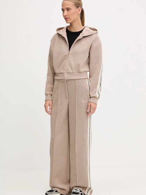 Guess bluza z domieszką wełny MURIEL damska kolor beżowy z kapturem z aplikacją V5BQ17 KCX52