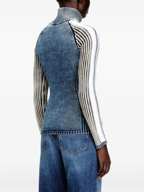 Diesel M-Estrella striped high-neck jacket - Blue