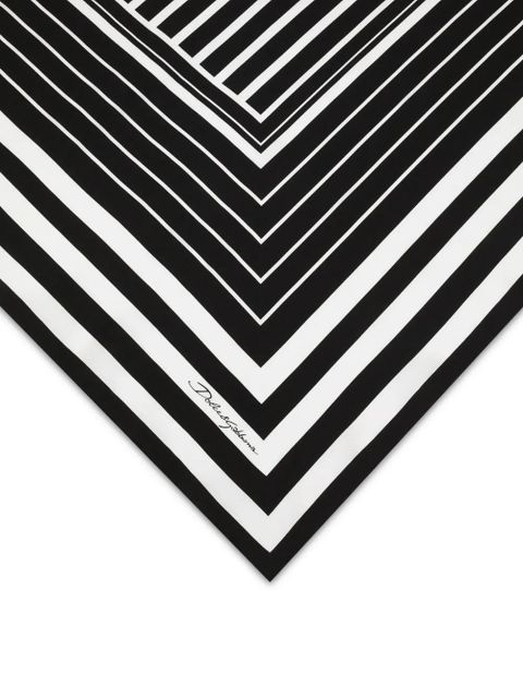 Dolce & Gabbana striped silk-twill scarf - Black - zdjęcie produktu nr 2
