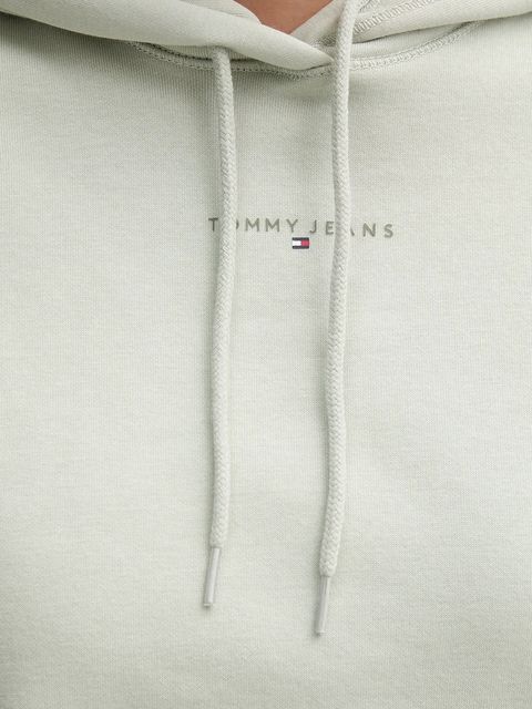 Tommy Jeans bluza damska kolor zielony z kapturem z nadrukiem DW0DW21963