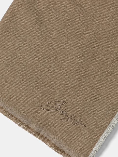 BOSS szalik z dodatkiem wełny damski kolor beżowy gładki 50558638 - zdjęcie produktu nr 2