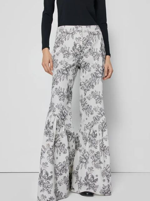 Bizuu spodnie bawełniane BESSTA BANDO damskie kolor beżowy dzwony medium waist BESSTA_BANDO_BIAŁY_SS25