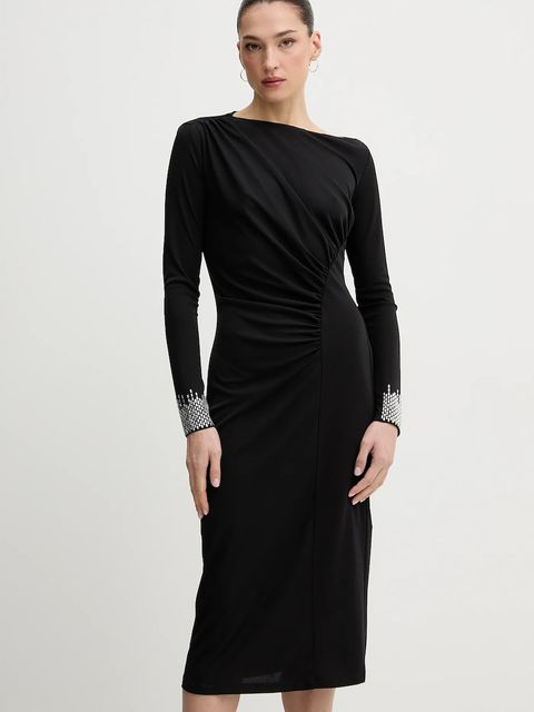 Liu Jo sukienka kolor czarny midi prosta WA6195 J4844