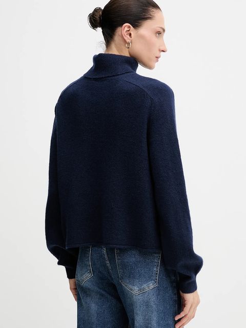 United Colors of Benetton sweter damski kolor granatowy lekki z golfem 11CZD204F