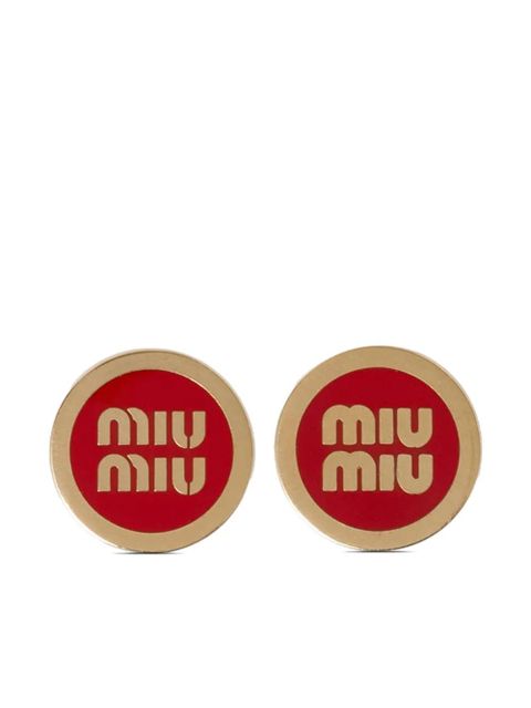 Miu Miu logo-lettering stud earrings - Gold - zdjęcie produktu nr 1