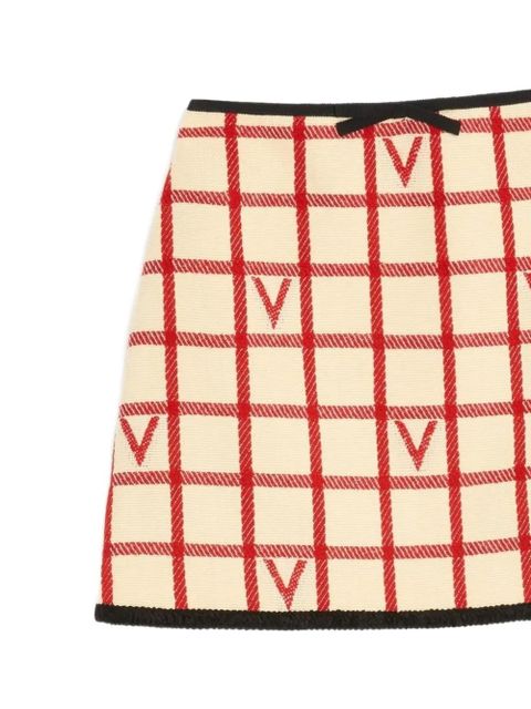 Valentino Garavani grid-patterned mini skirt - Neutrals