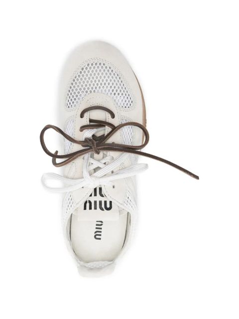 Miu Miu mesh lace-up sneakers - White