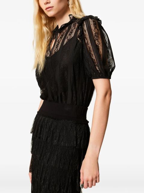 TWINSET striped lace blouse - Black