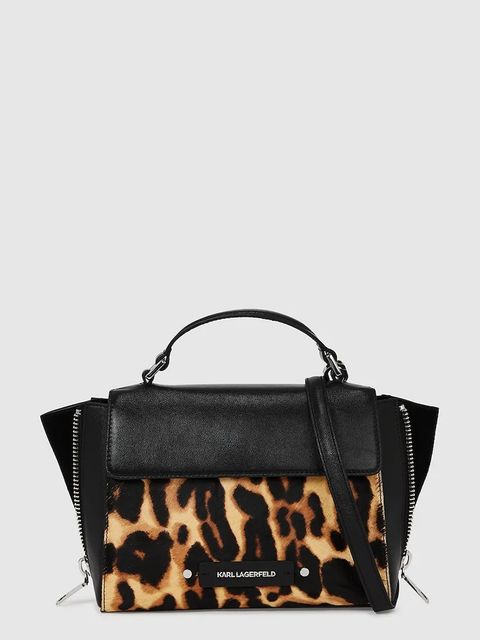 Karl Lagerfeld torebka skórzana kolor brązowy A4W30272 - zdjęcie produktu nr 1