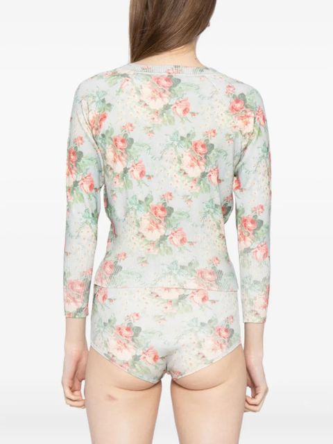 Simone Rocha floral shrunken cardigan - Blue