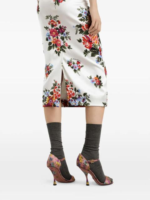 Dolce & Gabbana floral-print split midi dress - White