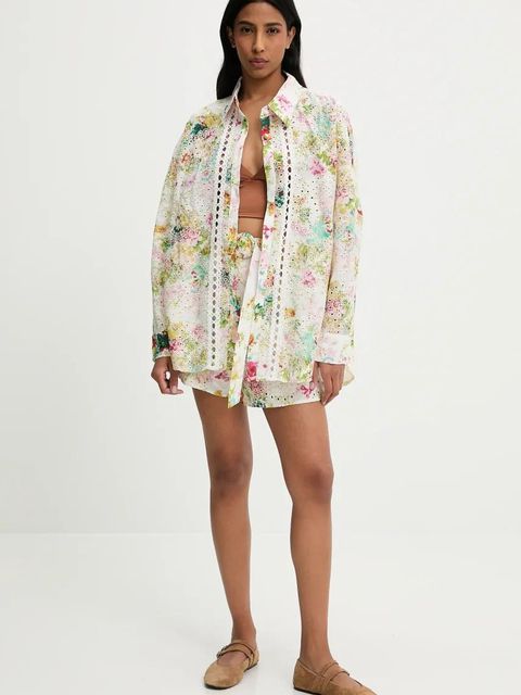 Answear.LAB szorty damskie kolor beżowy wzorzyste high waist - zdjęcie produktu nr 2