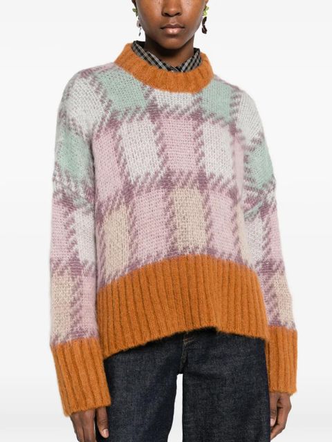 Marni checked long-sleeve sweater - Pink