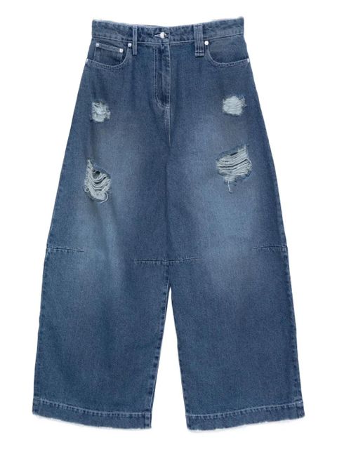 Simone Rocha distressed frayed jeans - Blue