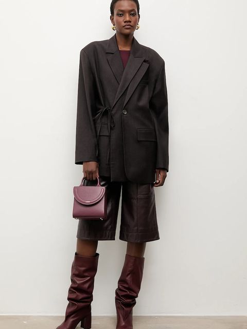 Bonded by Answear.LAB & LOBOS marynarka wełniana kolor brązowy jednorzędowa gładka