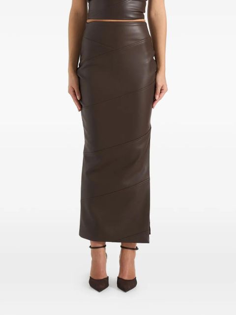 Manière De Voir Daisy panelled side-slit midi skirt - Brown - zdjęcie produktu nr 2