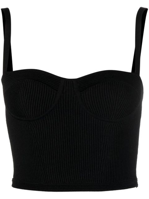Alexander McQueen bustier-style ribbed crop top - Black - zdjęcie produktu nr 1