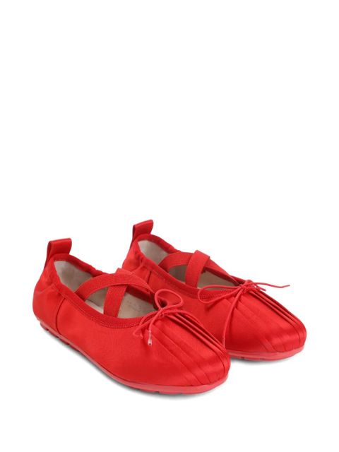 Simone Rocha Grip cross-strap pleated ballet flats - Red - zdjęcie produktu nr 2