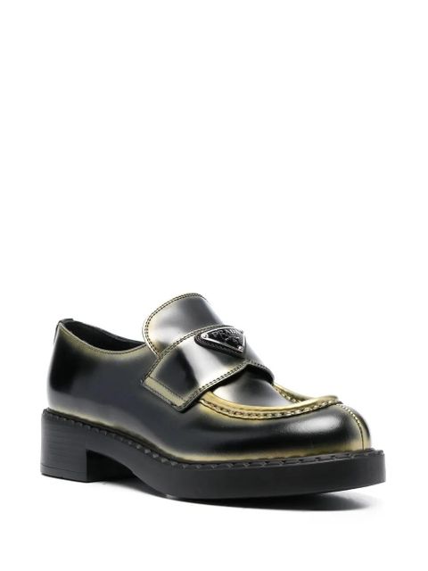 Prada logo-plaque leather loafers - Black - zdjęcie produktu nr 2