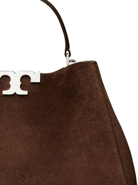 Tory Burch double-T logo suede satchel - Brown