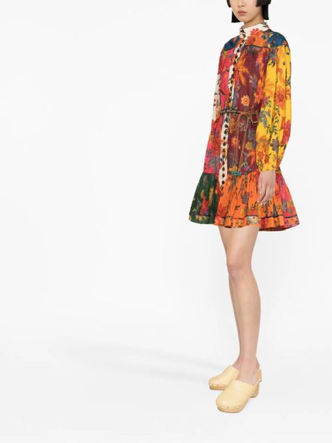 ZIMMERMANN floral-print belted mini dress - Red
