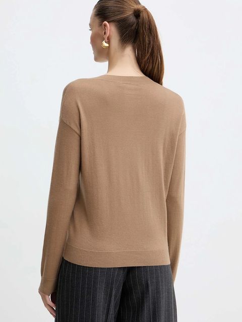 Weekend Max Mara sweter wełniany FIOCCHI damski kolor brązowy lekki 2525366042600
