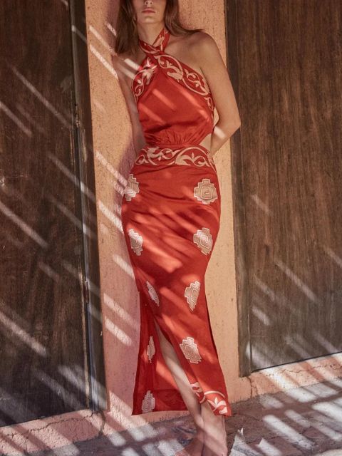 Johanna Ortiz Tide halterneck cutout strength dress - Orange