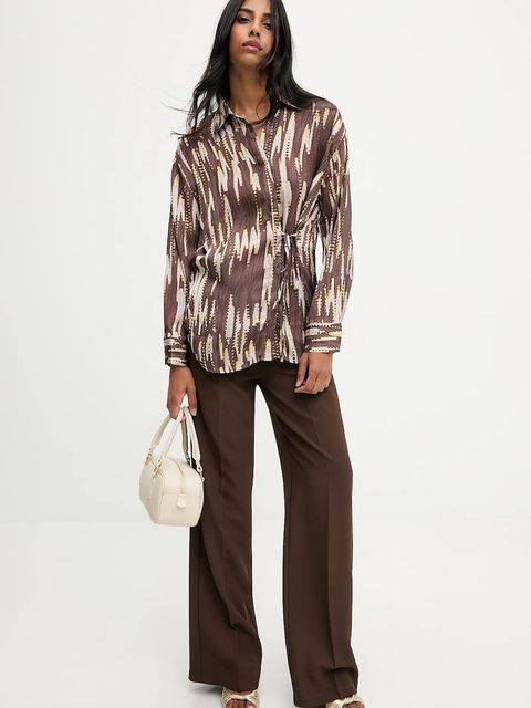 Answear.LAB koszula damska kolor brązowy regular z kołnierzykiem klasycznym - zdjęcie produktu nr 2