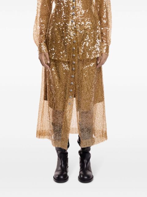 Rabanne sequin-embroidered skirt - Neutrals