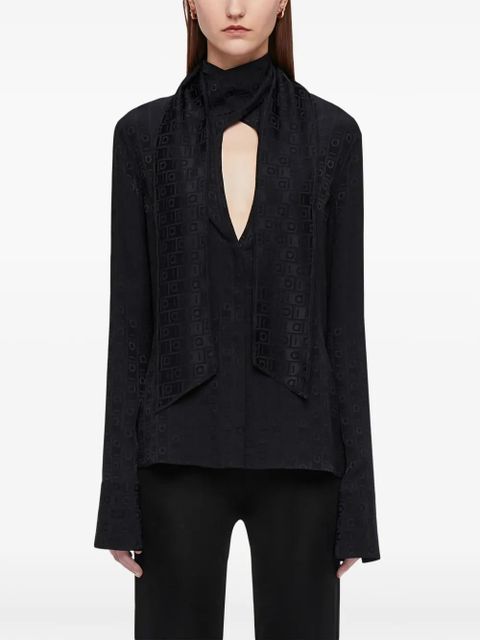 Ferragamo Gancini-jacquard silk blouse - Black