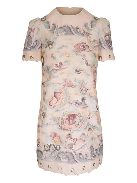 ZIMMERMANN graphic-print short-sleeve dress - Neutrals - zdjęcie produktu nr 1