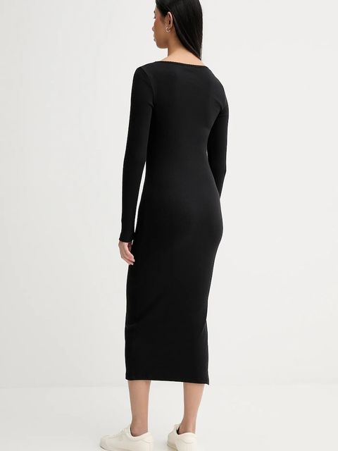 Tommy Jeans sukienka kolor czarny midi prosta DW0DW21915