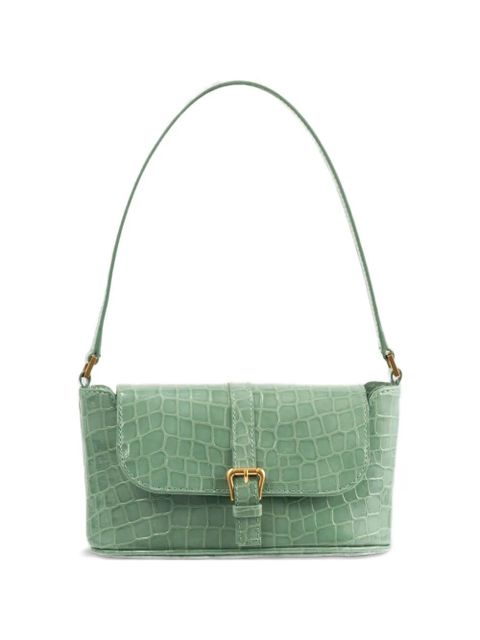 BY FAR Miranda croco-embossed leather shoulder bag - Green - zdjęcie produktu nr 1