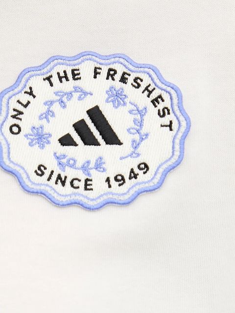 adidas t-shirt bawełniany FARMMKT damski kolor beżowy KB2485