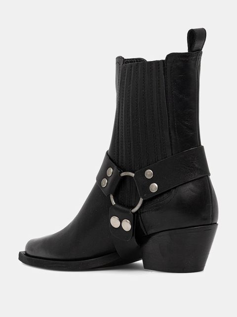 Answear.LAB sztyblety skórzane kolor czarny na słupku lekko ocieplone - zdjęcie produktu nr 2