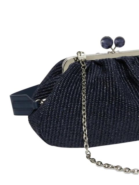 Weekend Max Mara medium Pasticcino bead-embellished woven clutch bag - Blue