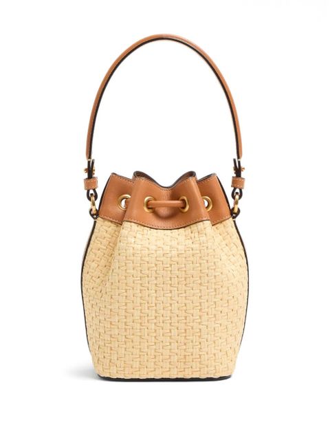 Valentino Garavani mini VLogo Signature embroidered bucket bag - Neutrals