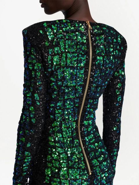 Balmain sequin-embellished mini dress - Green