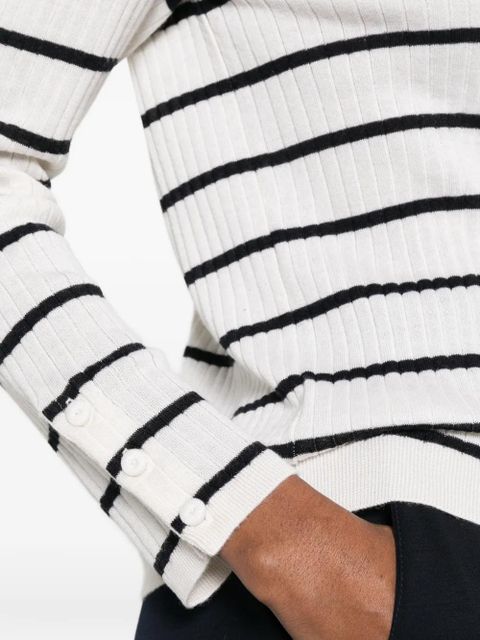 Max Mara striped V-neck cardigan - White