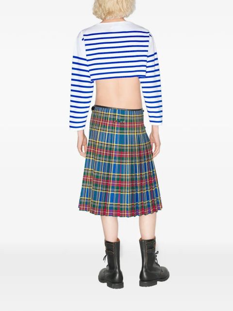 Jean Paul Gaultier long-sleeved striped crop top - White