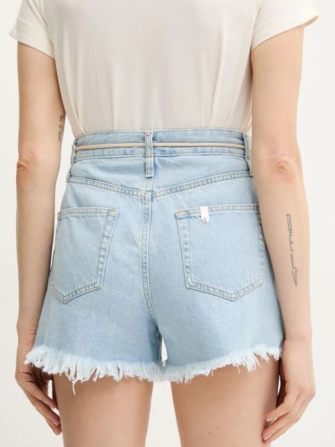 Liu Jo szorty jeansowe damskie kolor niebieski gładkie high waist UA5152 D0244