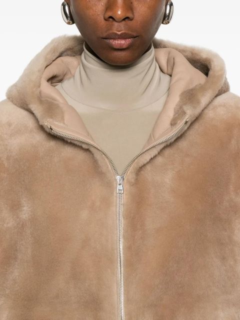 Yves Salomon hooded shealing jacket - Brown