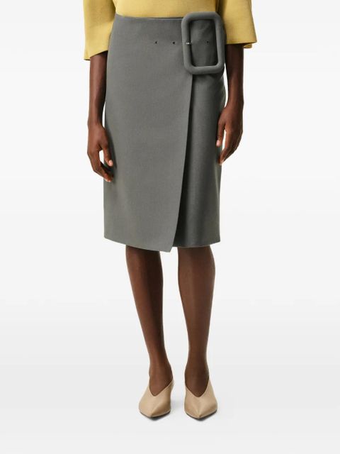 AMI Paris oversized-buckle midi skirt - Grey